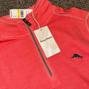 Tommy Bahama half zip long sleeve - coral